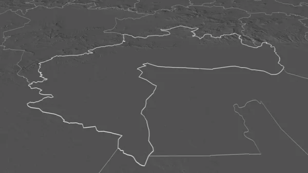 Zoom Biskra Provincia Algeria Subliniat Perspectivă Oblică Harta Altitudinii Bilevelei — Fotografie, imagine de stoc