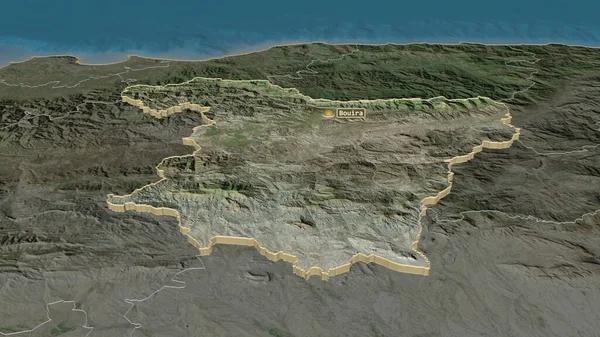 Ampliar Bouira Provincia Argelia Extruido Perspectiva Oblicua Imágenes Satélite Renderizado — Foto de Stock