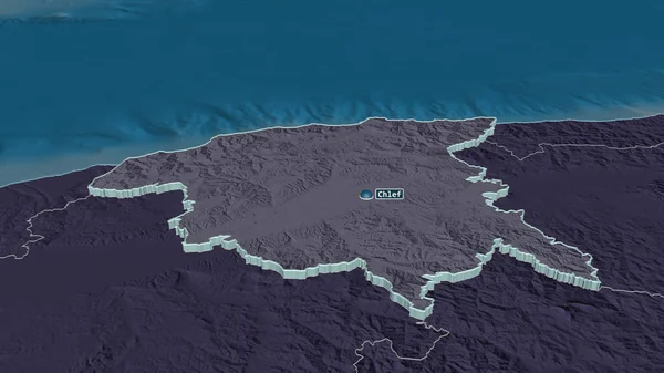 Zoom Sur Chlef Province Algérie Extrudé Perspective Oblique Carte Colorée — Photo