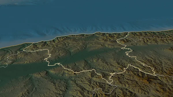 Zoom Sur Chlef Province Algérie Esquissé Perspective Oblique Carte Topographique — Photo