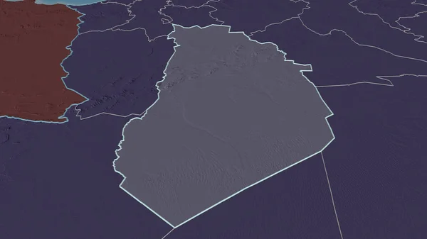Zoom Sur Bayadh Province Algérie Esquissé Perspective Oblique Carte Colorée — Photo