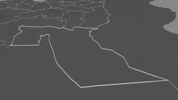 Ampliar Oued Provincia Argelia Esbozado Perspectiva Oblicua Mapa Elevación Bilevel — Foto de Stock