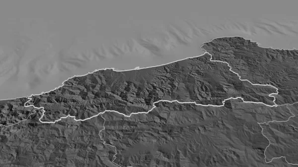 Ampliar Jijel Provincia Argelia Esbozado Perspectiva Oblicua Mapa Elevación Bilevel — Foto de Stock