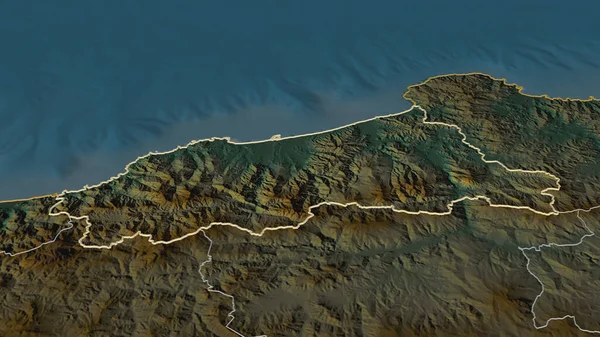 ジェル アルジェリア州 にズームアウト概要 嘘の見方だ 地表水と地形救援マップ 3Dレンダリング — ストック写真