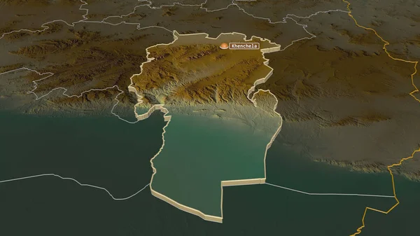 Zoom Khenchela Provincia Algeria Estruso Prospettiva Obliqua Mappa Topografica Rilievo — Foto Stock