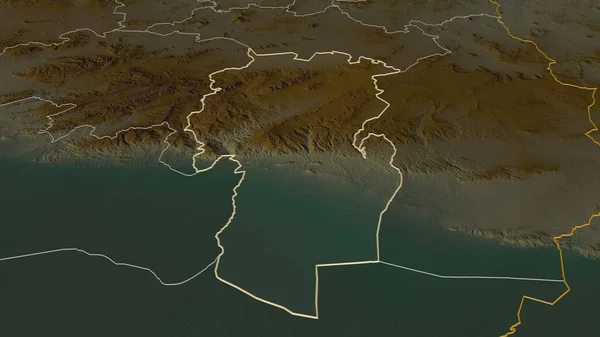 Ampliar Khenchela Provincia Argelia Esbozado Perspectiva Oblicua Mapa Topográfico Relieve — Foto de Stock