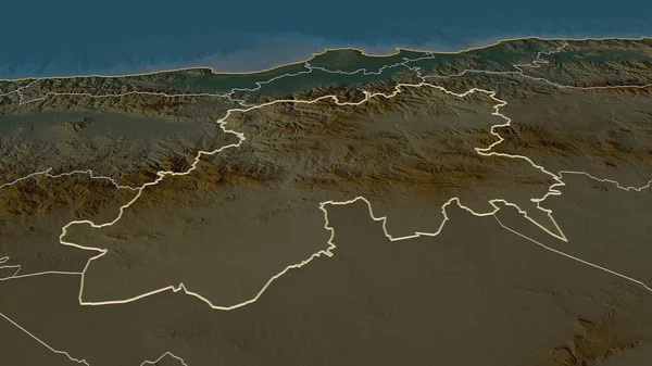 Ampliar Medea Provincia Argelia Esbozado Perspectiva Oblicua Mapa Topográfico Relieve — Foto de Stock