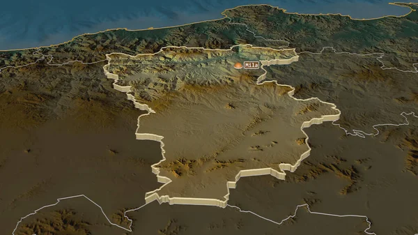 アルジェリアの州 でズームが押出ました 嘘の見方だ 地表水と地形救援マップ 3Dレンダリング — ストック写真