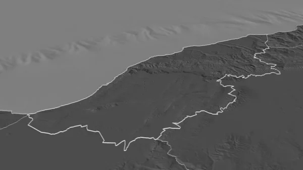 Ampliar Mostaganem Provincia Argelia Esbozado Perspectiva Oblicua Mapa Elevación Bilevel — Foto de Stock