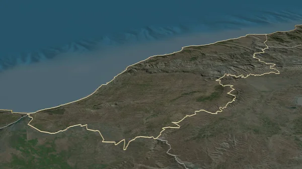 Zooma Mostaganem Provinsen Algeriet Beskrivs Svagt Perspektiv Satellitbilder Rendering — Stockfoto