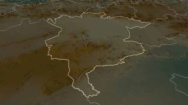 Zoom Sila Provincia Argelia Esbozado Perspectiva Oblicua Mapa Topográfico Relieve — Foto de Stock