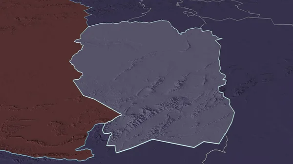 Zoom Naama Província Argélia Delineado Perspectiva Oblíqua Mapa Colorido Desmoronado — Fotografia de Stock