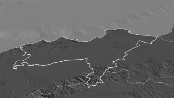 Ampliar Orán Provincia Argelia Esbozado Perspectiva Oblicua Mapa Elevación Bilevel — Foto de Stock