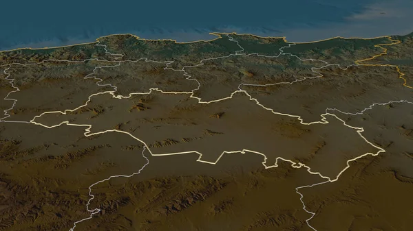 Ampliar Oum Bouaghi Provincia Argelia Esbozado Perspectiva Oblicua Mapa Topográfico — Foto de Stock