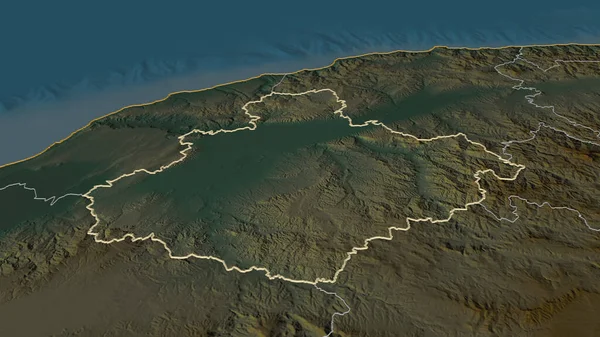 Zoom Relizane Província Argélia Delineado Perspectiva Oblíqua Mapa Topográfico Relevo — Fotografia de Stock