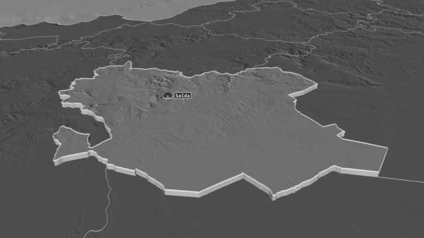 Ampliar Saida Provincia Argelia Extruido Perspectiva Oblicua Mapa Elevación Bilevel — Foto de Stock