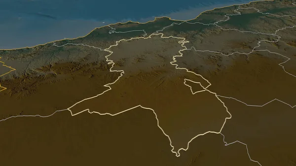 Zoom Sidi Bel Abbes Provincia Argelia Esbozado Perspectiva Oblicua Mapa — Foto de Stock