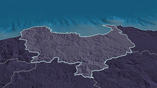 Zoom Skikda Província Argélia Delineado Perspectiva Oblíqua Mapa Colorido Desmoronado — Fotografia de Stock