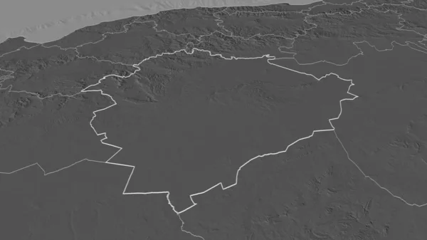 Ingrandisci Tiaret Algeria Prospettiva Obliqua Mappa Elevazione Bilivello Con Acque — Foto Stock