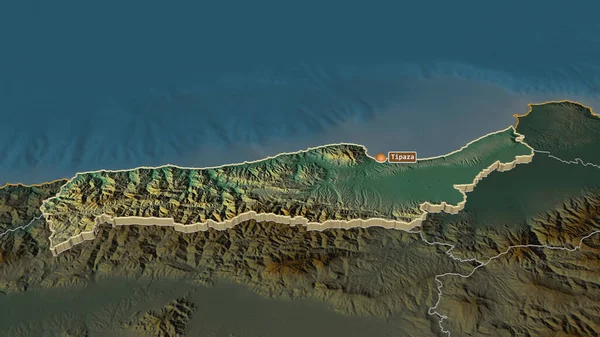 Ampliar Tipaza Provincia Argelia Extruido Perspectiva Oblicua Mapa Topográfico Relieve — Foto de Stock