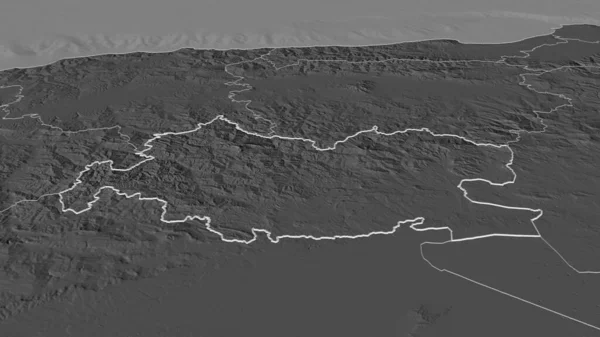 Powiększ Tissemsilt Prowincja Algieria Perspektywa Ukośna Dwupoziomowa Mapa Wysokości Wodami — Zdjęcie stockowe