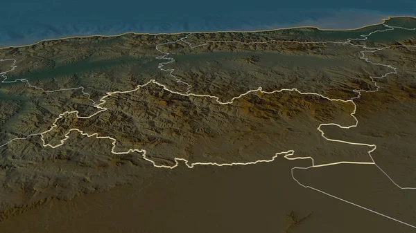 Ampliar Tissemsilt Provincia Argelia Esbozado Perspectiva Oblicua Mapa Topográfico Relieve — Foto de Stock