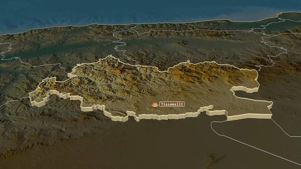 Zoom Sur Tissemsilt Province Algérie Extrudé Perspective Oblique Carte Topographique — Photo