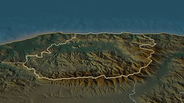 Zoom Tizi Ouzou Province Algeria Outlined Oblique Perspective Topographic Relief — Stock Photo, Image