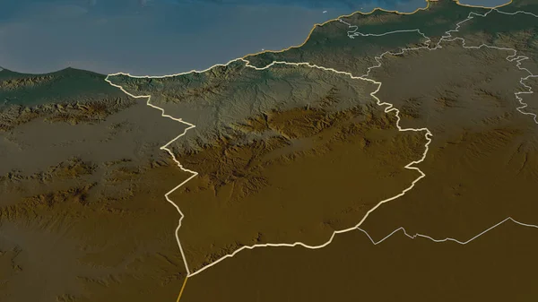 Zoom Tlemcen Província Argélia Delineado Perspectiva Oblíqua Mapa Topográfico Relevo — Fotografia de Stock