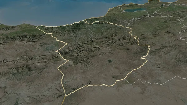 Ampliar Tlemcen Provincia Argelia Esbozado Perspectiva Oblicua Imágenes Satélite Renderizado — Foto de Stock