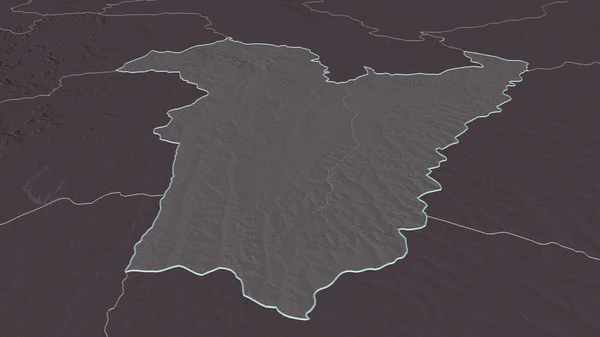Zoom Bie Provincia Dell Angola Delineato Prospettiva Obliqua Mappa Colorata — Foto Stock