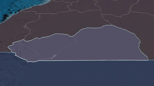 Ingrandisci Cunene Angola Prospettiva Obliqua Mappa Colorata Urtata Della Divisione — Foto Stock