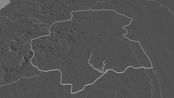 Zoom Huambo Provincia Dell Angola Delineato Prospettiva Obliqua Mappa Elevazione — Foto Stock
