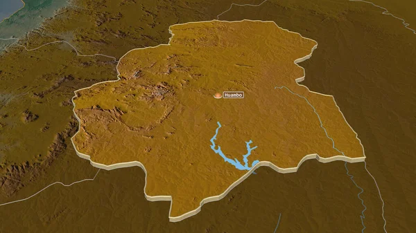 Powiększ Huambo Prowincja Angola Wytłaczane Perspektywa Ukośna Mapa Pomocy Topograficznej — Zdjęcie stockowe