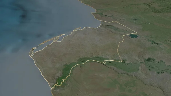 Ampliar Luanda Provincia Angola Esbozado Perspectiva Oblicua Imágenes Satélite Renderizado — Foto de Stock