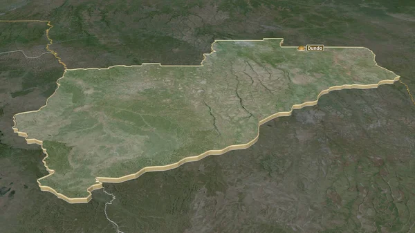Zoom Lunda Norte Província Angola Extrudado Perspectiva Oblíqua Imagens Satélite — Fotografia de Stock