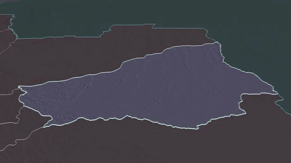 Zoom Lunda Sul Provincia Dell Angola Delineato Prospettiva Obliqua Mappa — Foto Stock