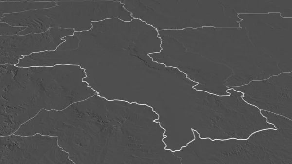 Zoom Auf Malanje Provinz Angola Umrissen Schräge Perspektive Karte Der — Stockfoto