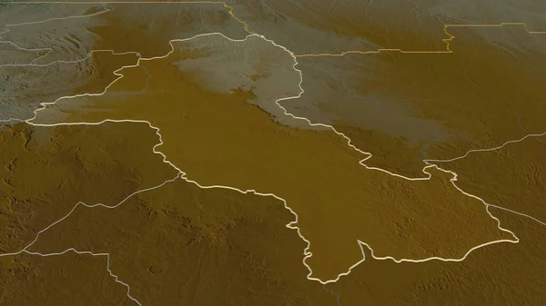 Zoom Malanje Provincia Dell Angola Delineato Prospettiva Obliqua Mappa Topografica — Foto Stock