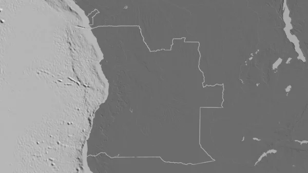 安哥拉地区的轮廓 带地表水的双层高程图 3D渲染 — 图库照片