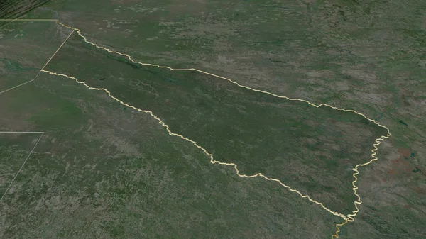 Zoom Formosa Provincie Argentinië Geschetst Obliek Perspectief Satellietbeelden Weergave — Stockfoto