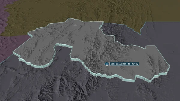 Zoom Jujuy Provincia Argentina Estruso Prospettiva Obliqua Mappa Colorata Urtata — Foto Stock