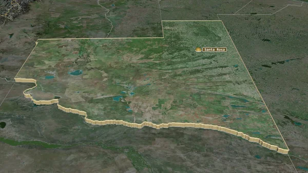 Inzoomen Pampa Provincie Argentinië Geëxtrudeerd Obliek Perspectief Satellietbeelden Weergave — Stockfoto