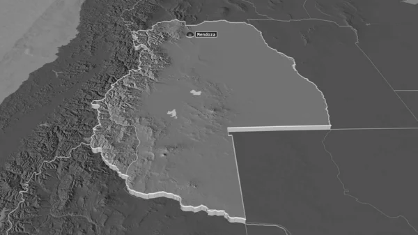 Powiększ Mendozę Prowincja Argentyna Wytłaczane Perspektywa Ukośna Dwupoziomowa Mapa Wysokości — Zdjęcie stockowe