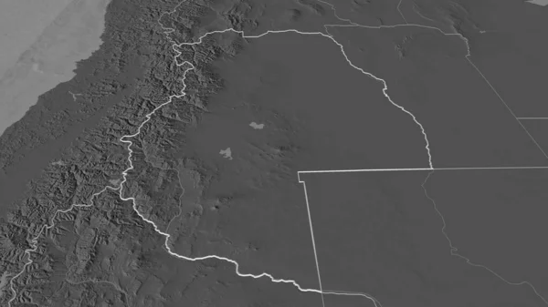 Zoom Mendoza Provincia Argentina Esbozado Perspectiva Oblicua Mapa Elevación Bilevel — Foto de Stock