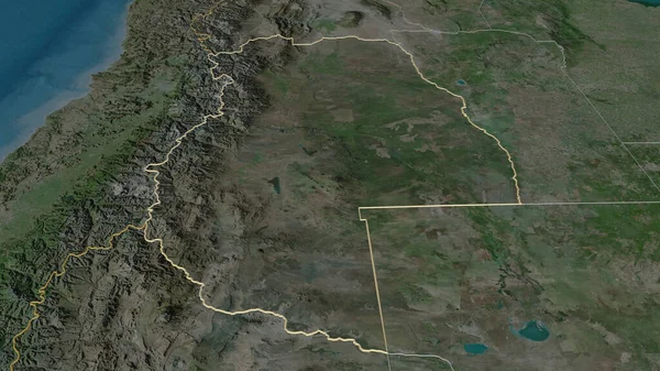 Zoom Auf Mendoza Provinz Argentinien Umrissen Schräge Perspektive Satellitenbilder Rendering — Stockfoto