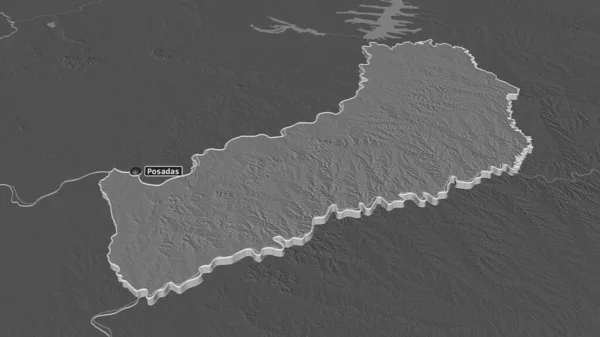 Přiblížit Misiones Provincie Argentina Vytlačil Úhlová Perspektiva Bilevel Elevační Mapa — Stock fotografie