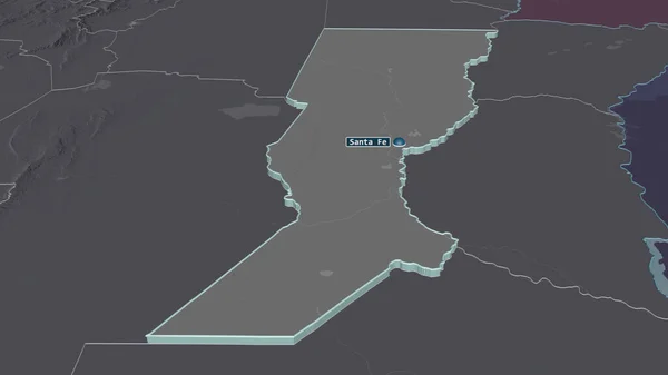 Zoom Santa Provincia Argentina Estruso Prospettiva Obliqua Mappa Colorata Urtata — Foto Stock