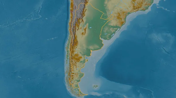 Forme Esquissée Région Argentine Carte Topographique Relief Avec Les Eaux — Photo