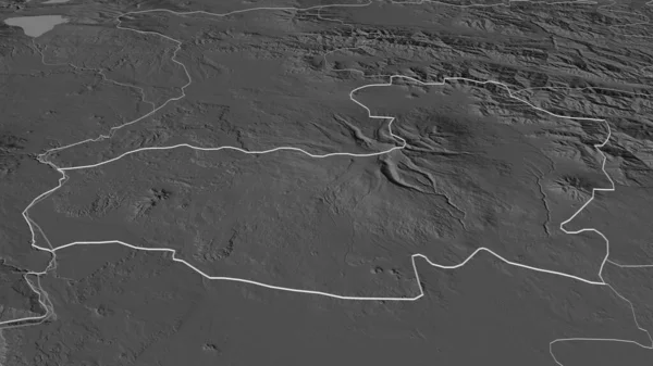 Zoom Auf Aragatsotn Provinz Armenien Umrissen Schräge Perspektive Karte Der — Stockfoto